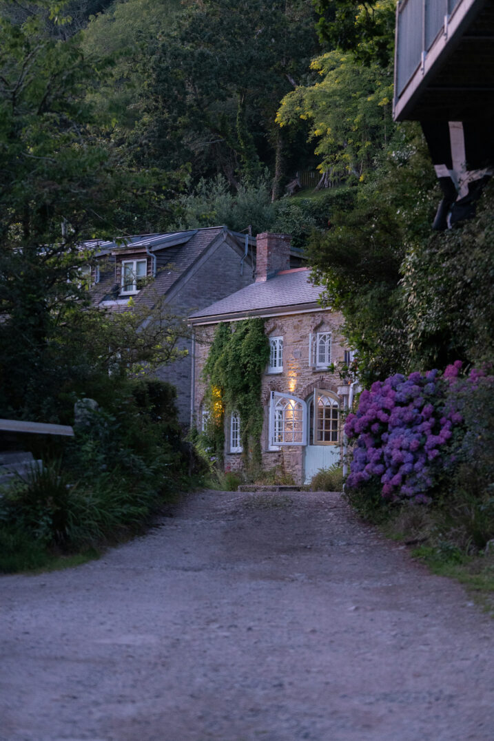 Cottage on a lane in West Cornwall at dusk